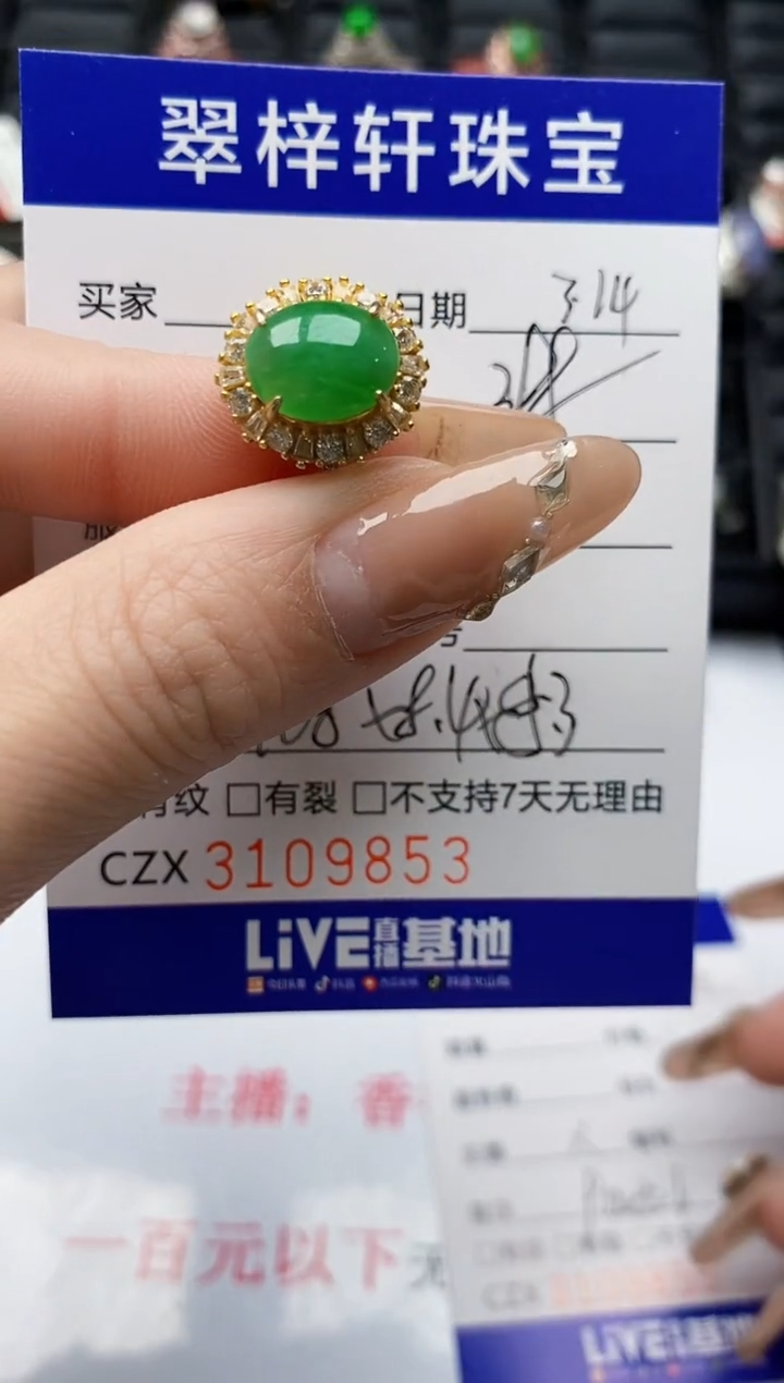 【闪购商品】翡翠银S925镶嵌戒指/9853