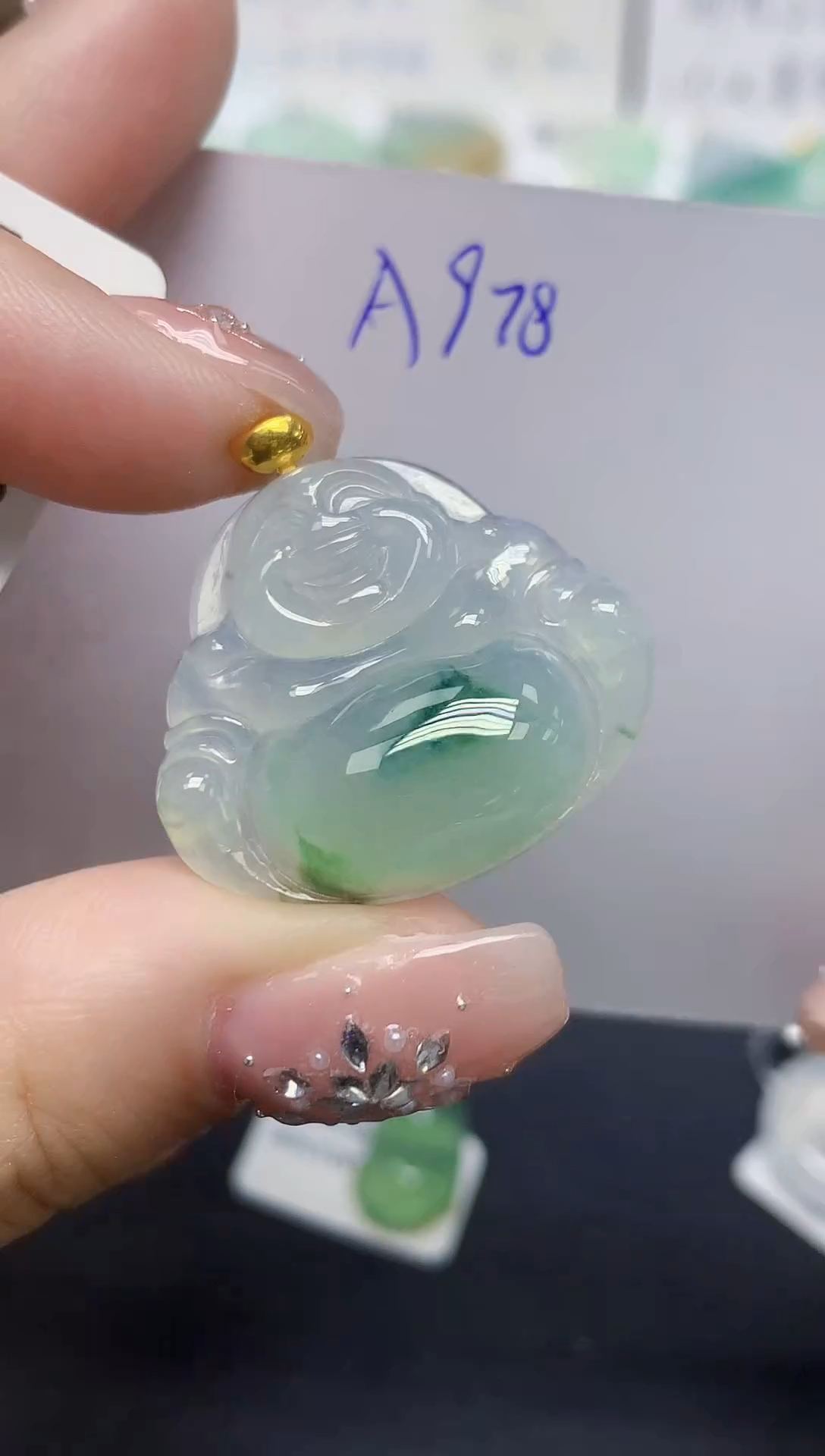 颈饰18K金镶嵌翡翠天然缅甸翡翠A货翡翠百元以上9元证书费自理