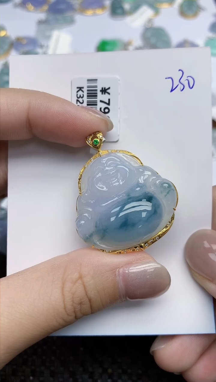 【闪购商品】翡翠颈饰18K金镶嵌天然翡翠A货
