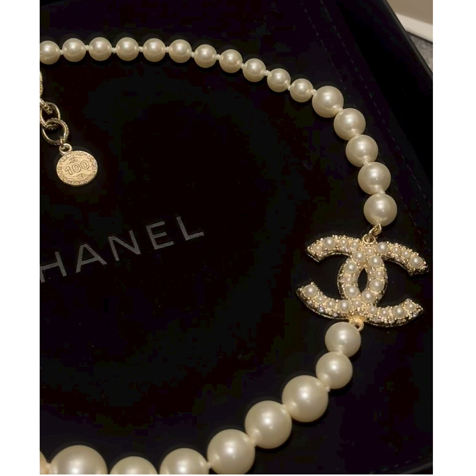 未使用 Chanel/香奈儿 花花特价 100周年纪念款 珍珠 项链树脂