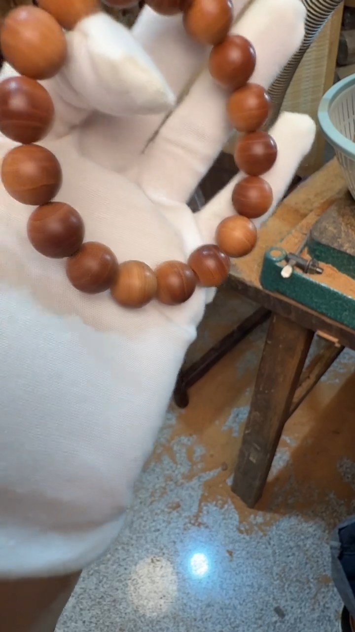 檀香木手串/手链拆房老料1.2黑肉虎皮纹单圈