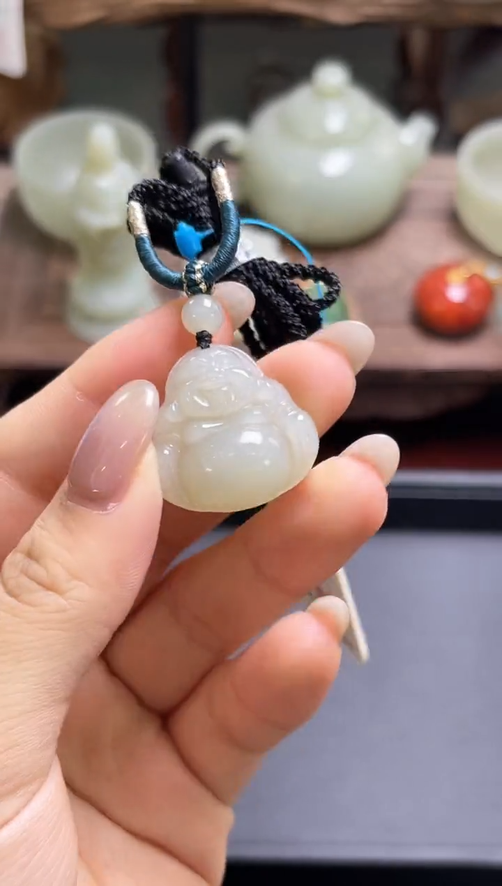 和田玉未镶嵌吊坠且末青白 24+佛公9001882