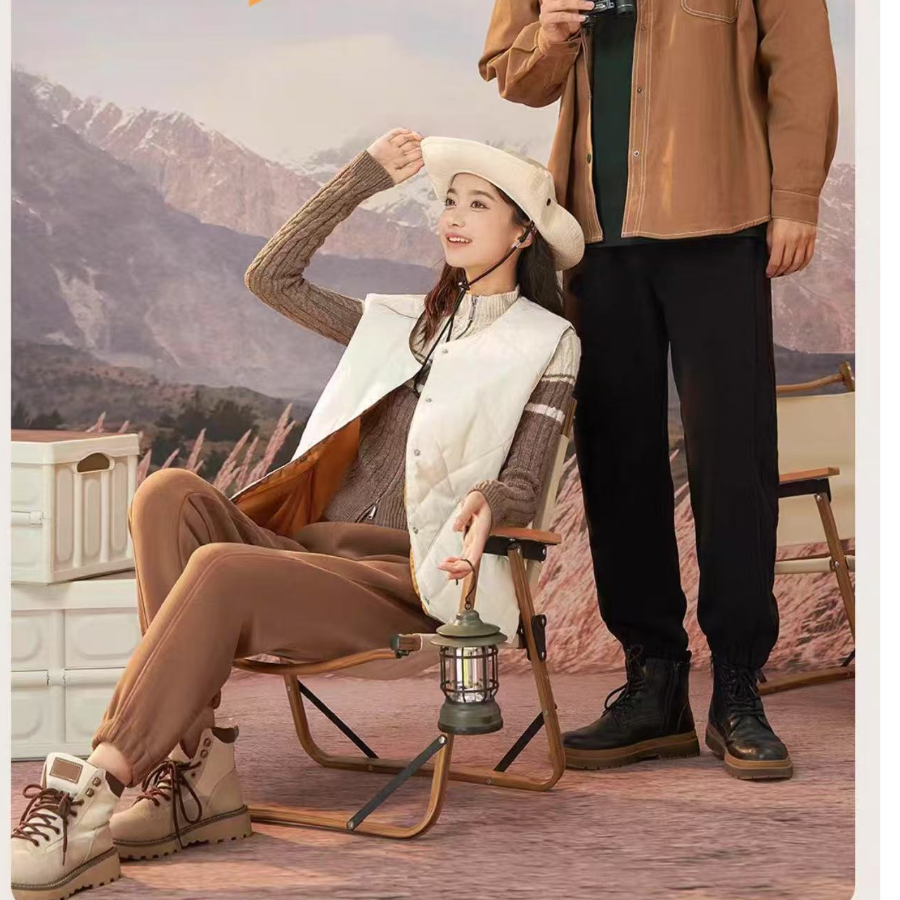 R3386女沐斯绒裤脚斜条束脚秋冬加厚松紧腰系带防风裤【盒装】JH