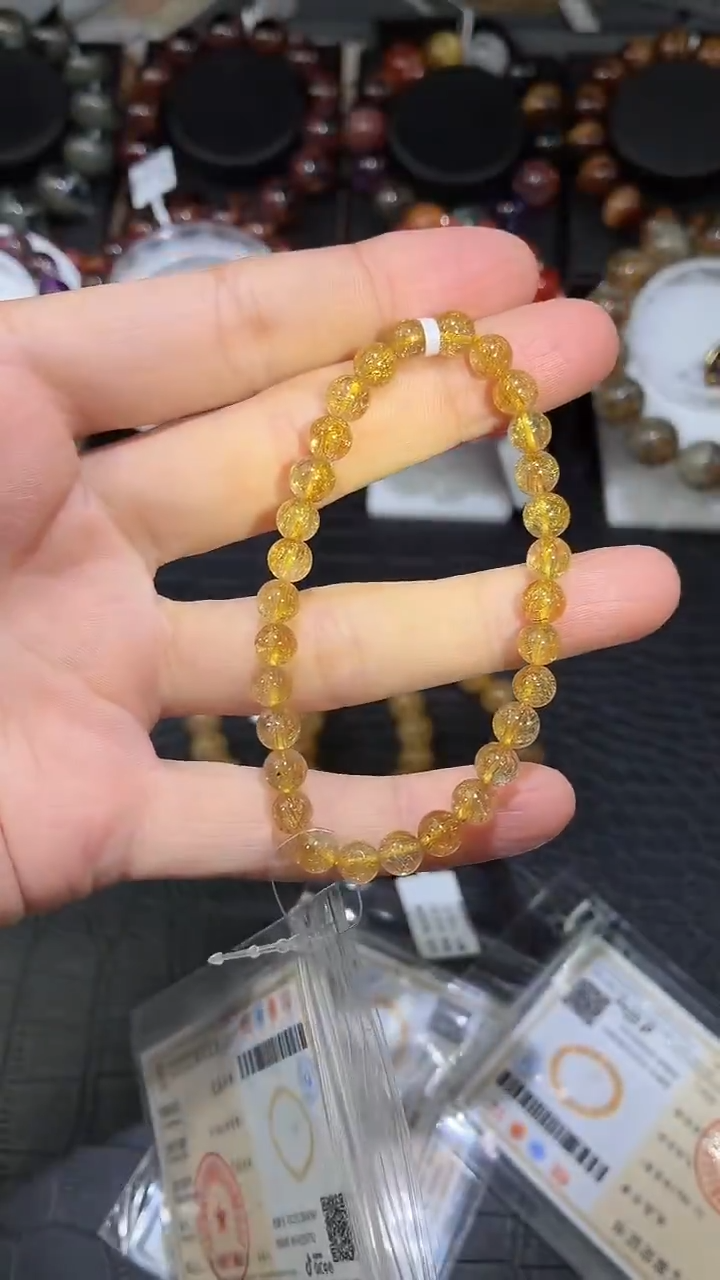 未镶嵌手链水晶金发晶单圈手链A6（多样性发其一）