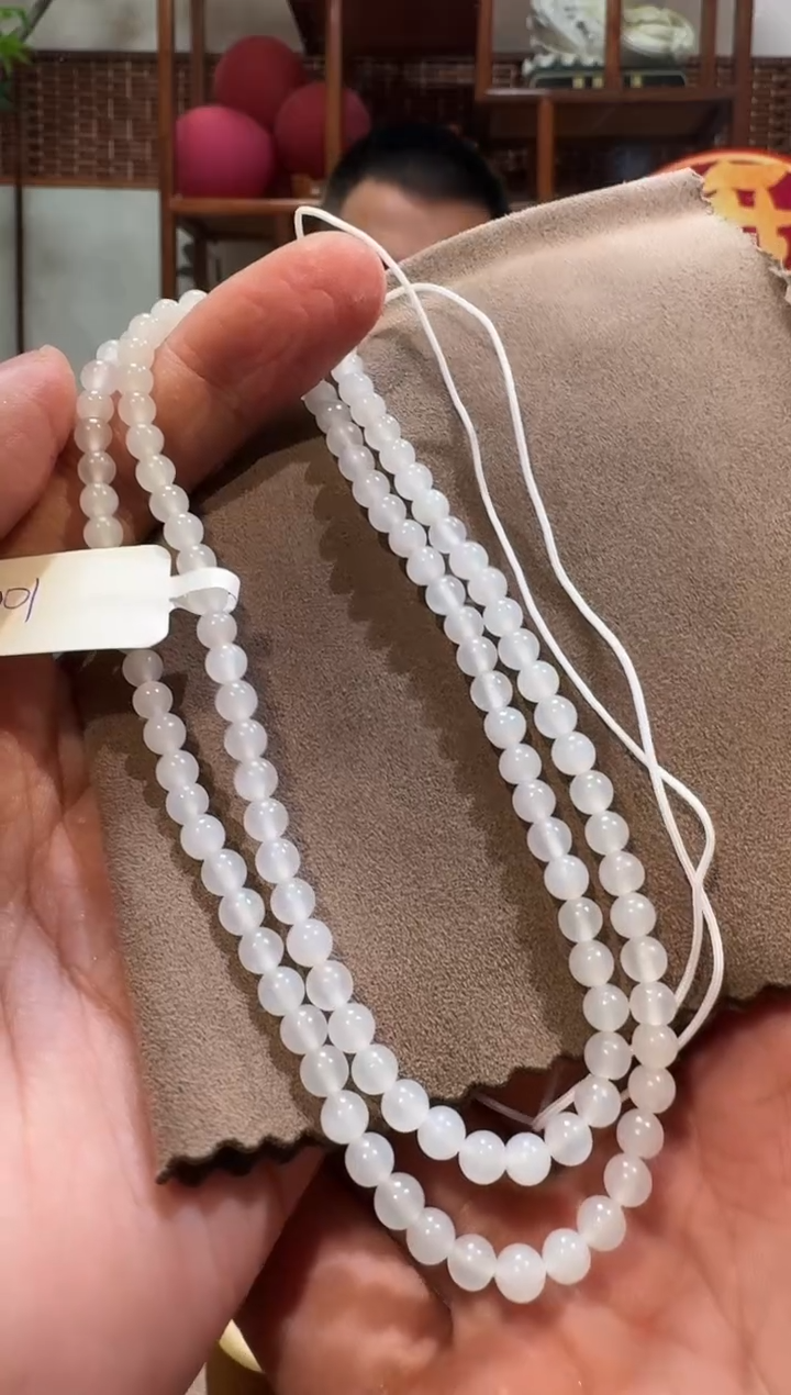 【闪购商品】和田玉珠链未镶嵌1001白玉卡5mm108链