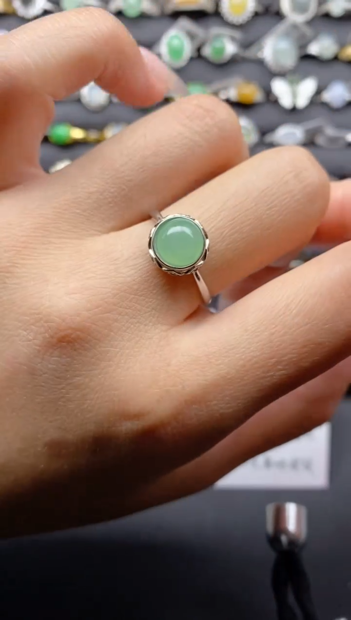 【闪购商品】翡翠戒指银S925镶嵌 S925银镶嵌翡翠戒指