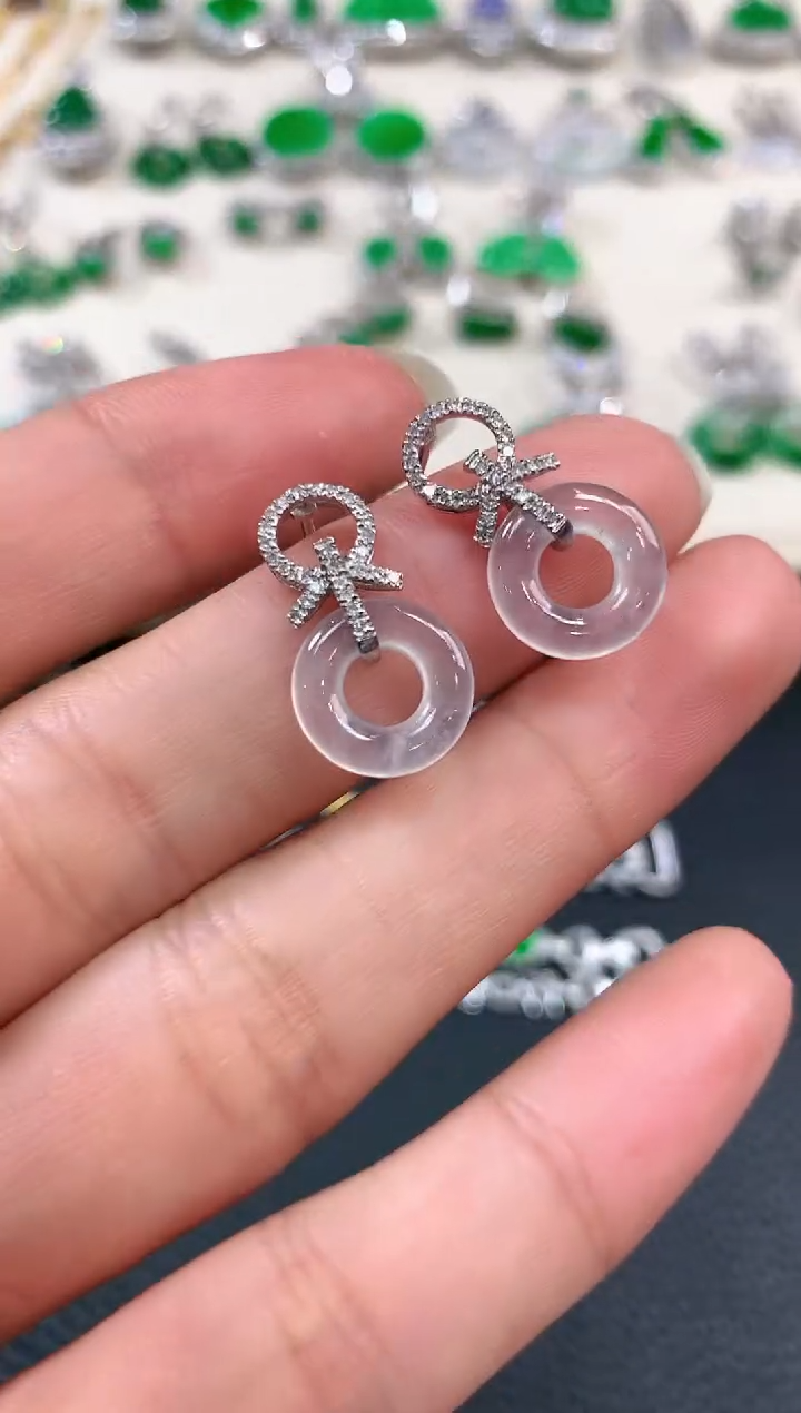 【闪购商品】翡翠耳饰18K金镶嵌n50