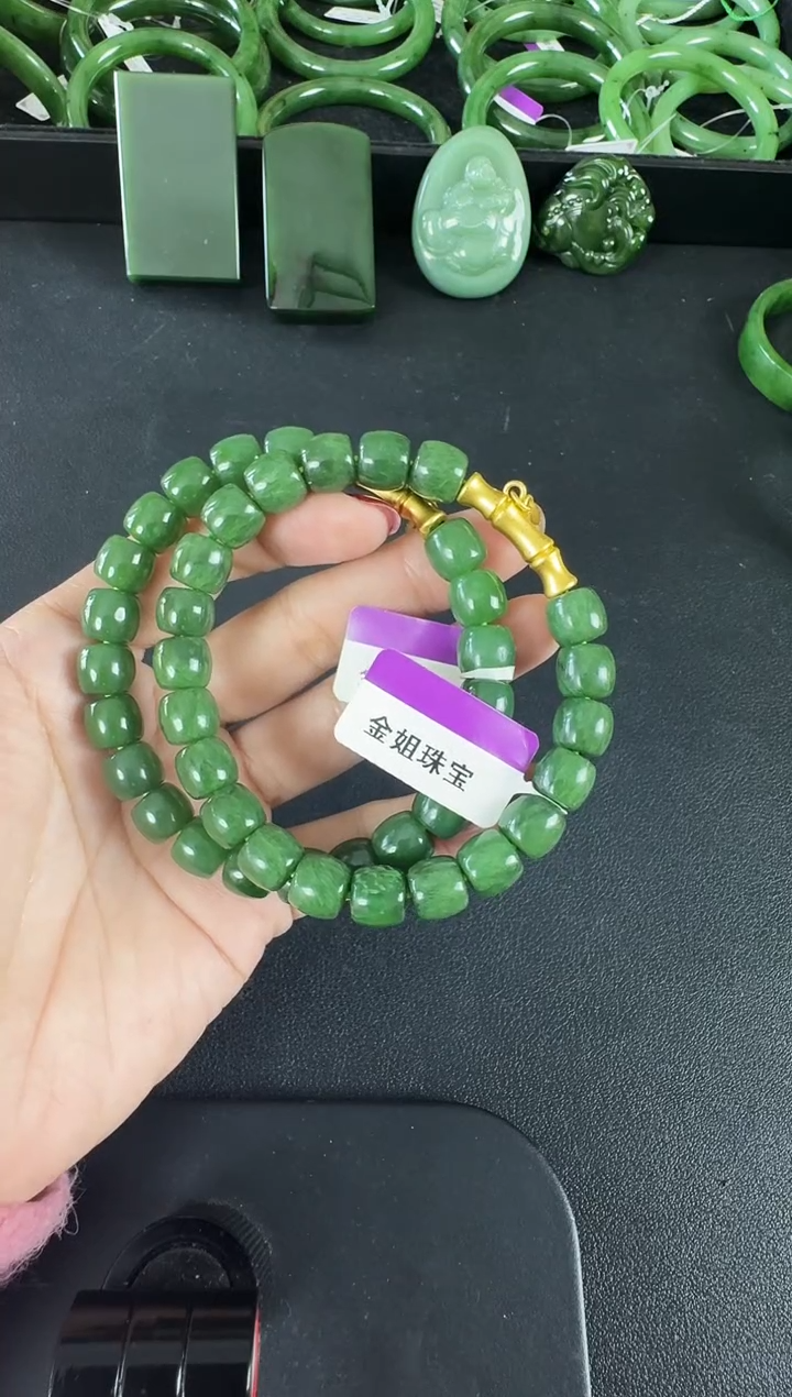 颈饰未镶嵌和田玉（碧玉）手串约7*8MM多样性发一