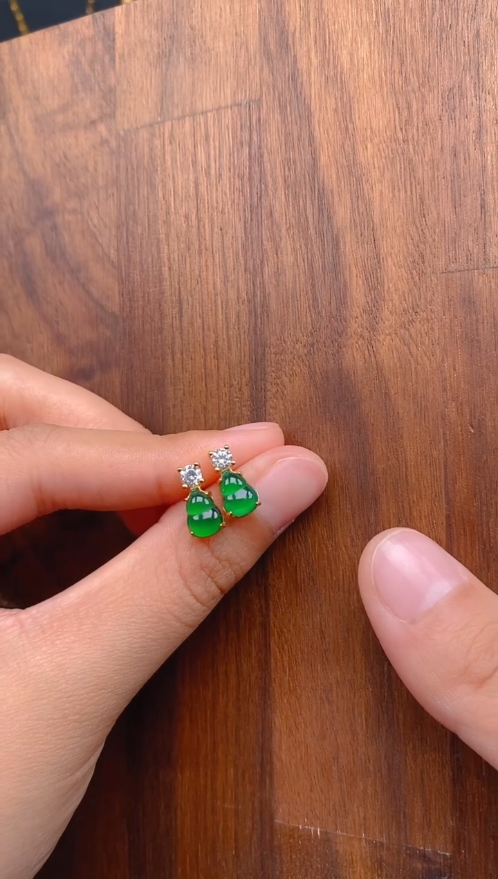 【闪购商品】翡翠耳饰银S925镶嵌葫芦耳饰