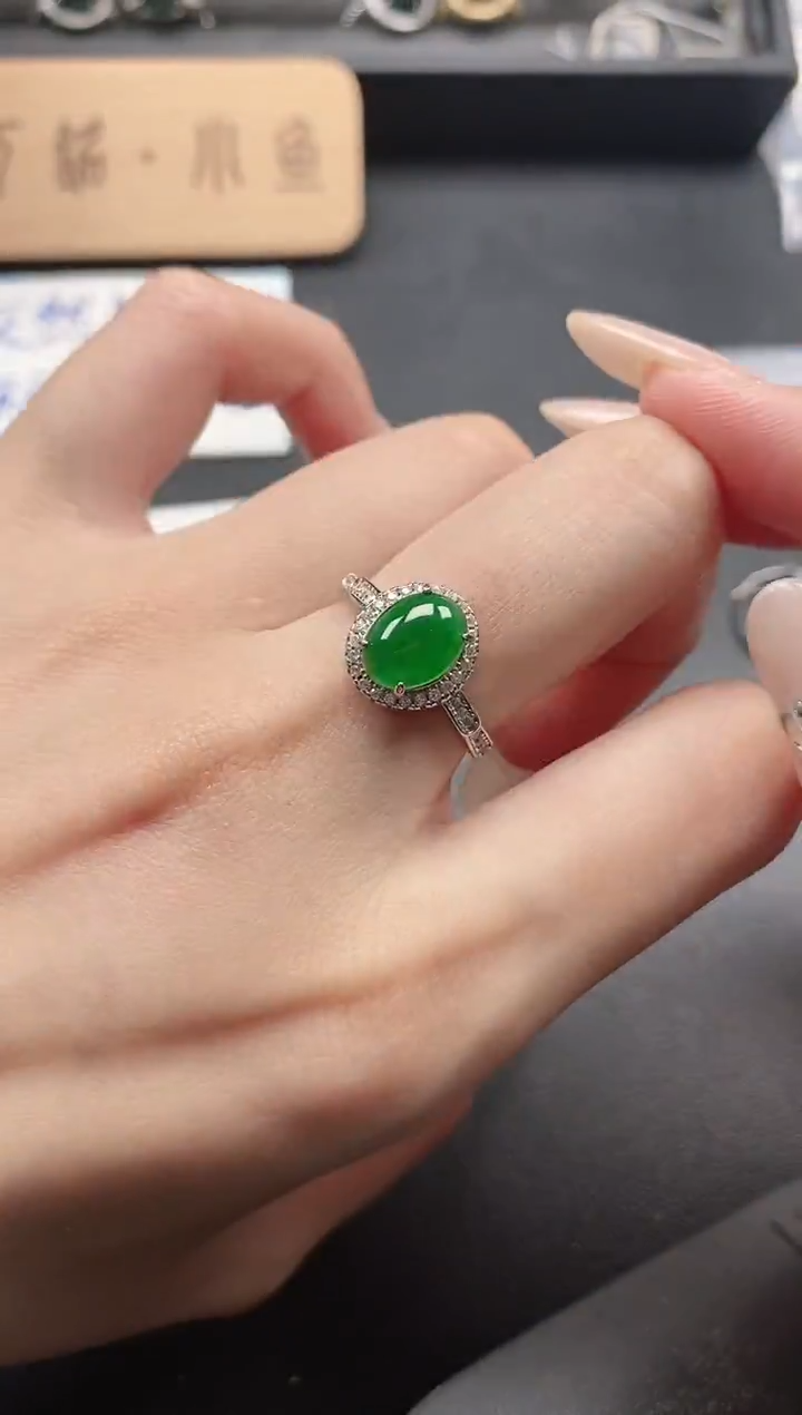银S925镶嵌戒指翡翠5111