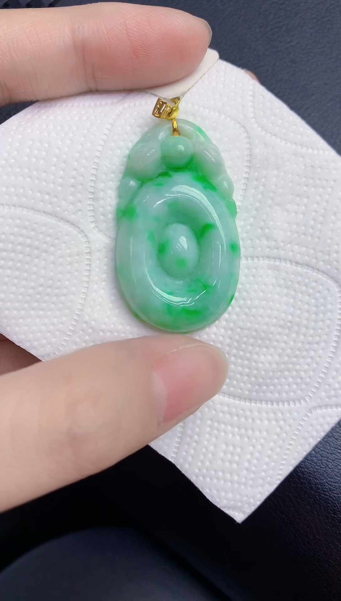 颈饰18K金镶嵌翡翠天然翡翠缅甸A货