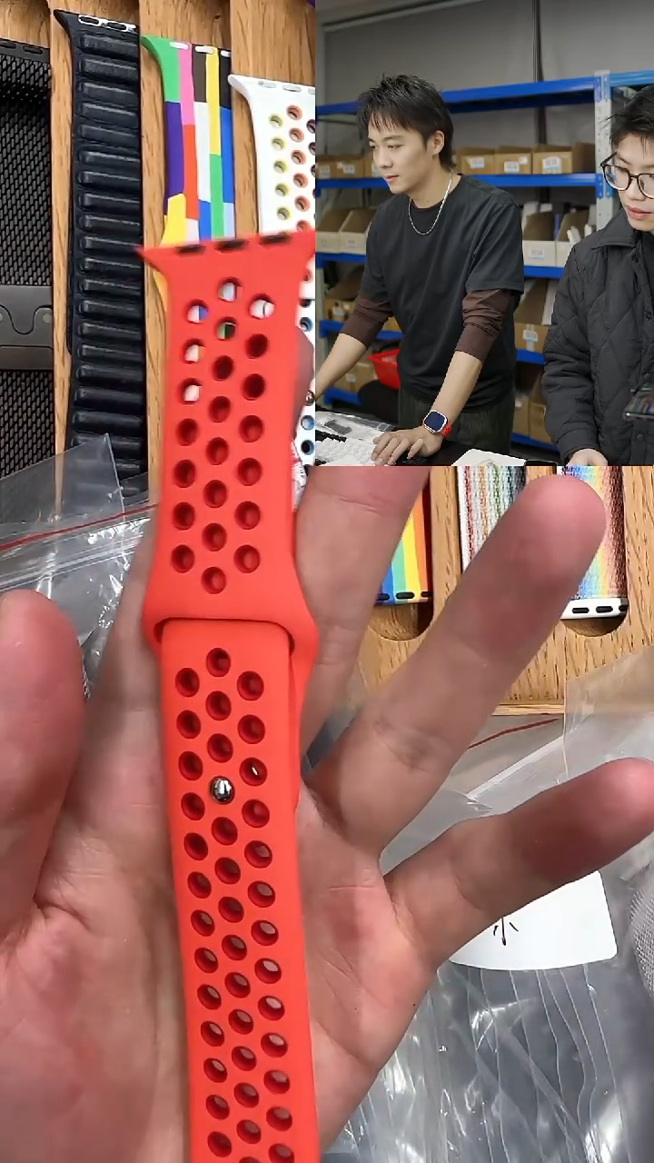 准新品大表盘 红色耐克洞洞表带 M/L码