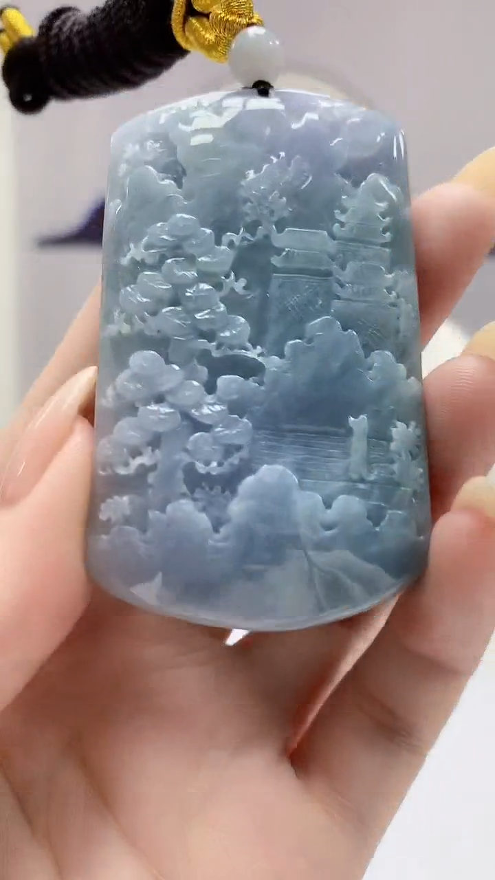 【闪购商品】定制翡翠未镶嵌4812DD-毛货挂件山水18