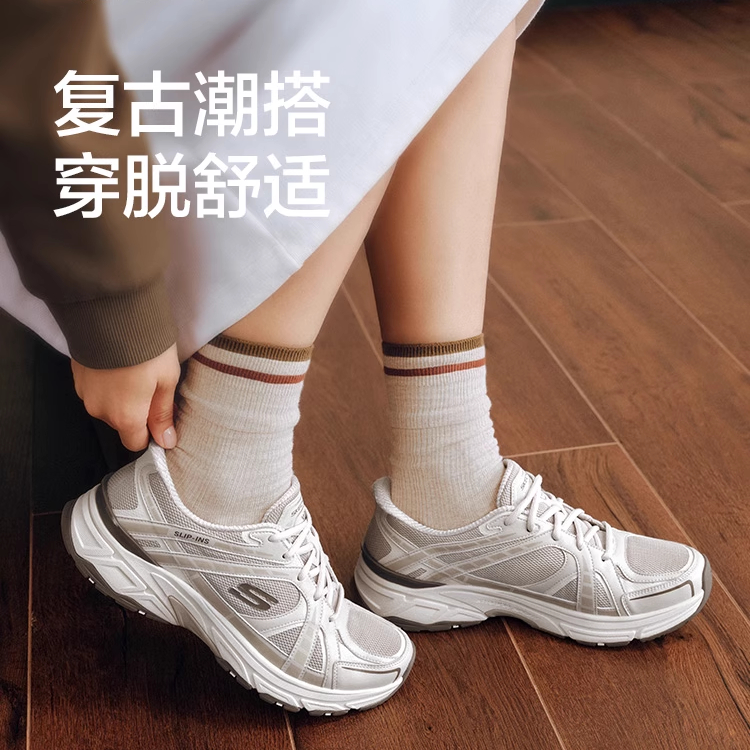 斯凯奇银翼鞋闪穿鞋|2025新款女秋老爹鞋一脚蹬运动休闲鞋150713