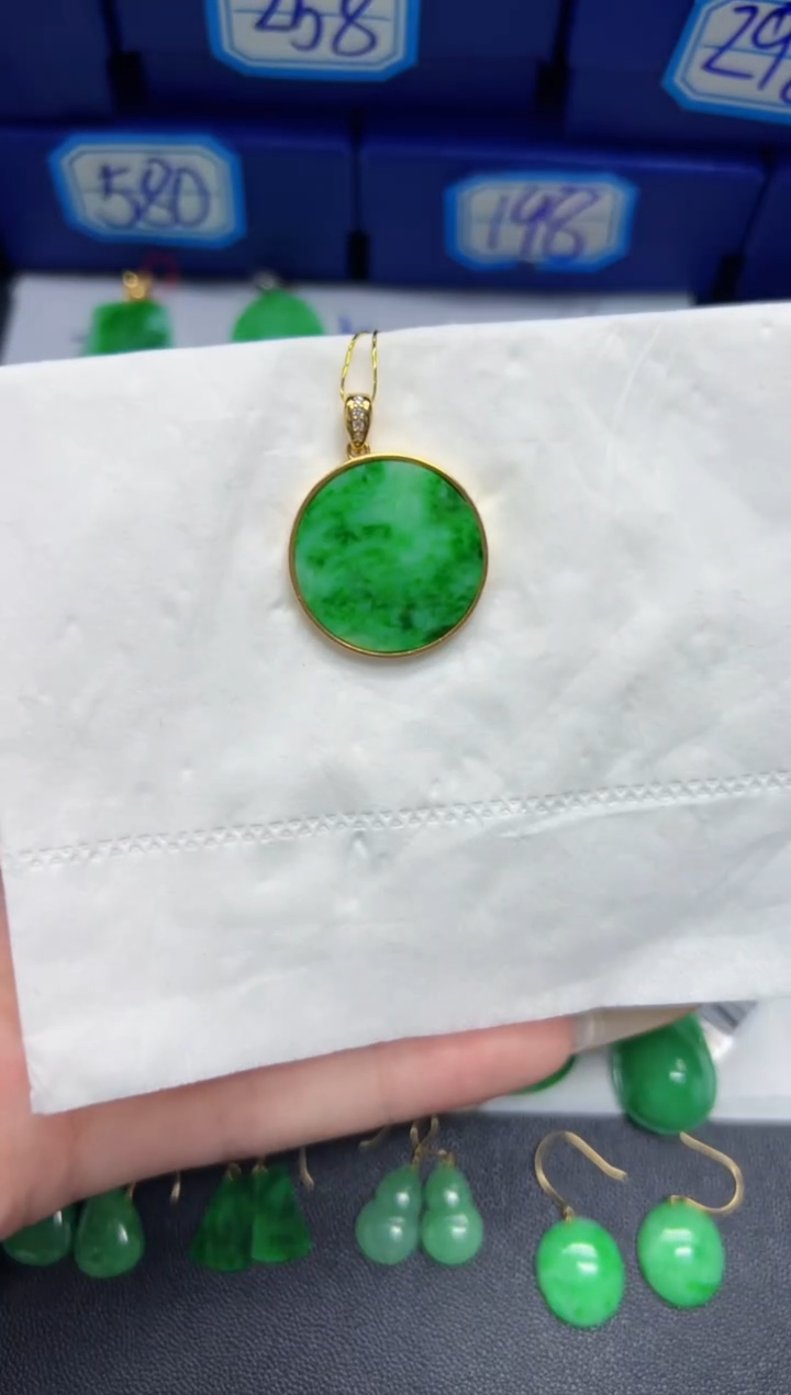 【闪购商品】翡翠颈饰银S925镶嵌Y缅料A货/支持复检/一件