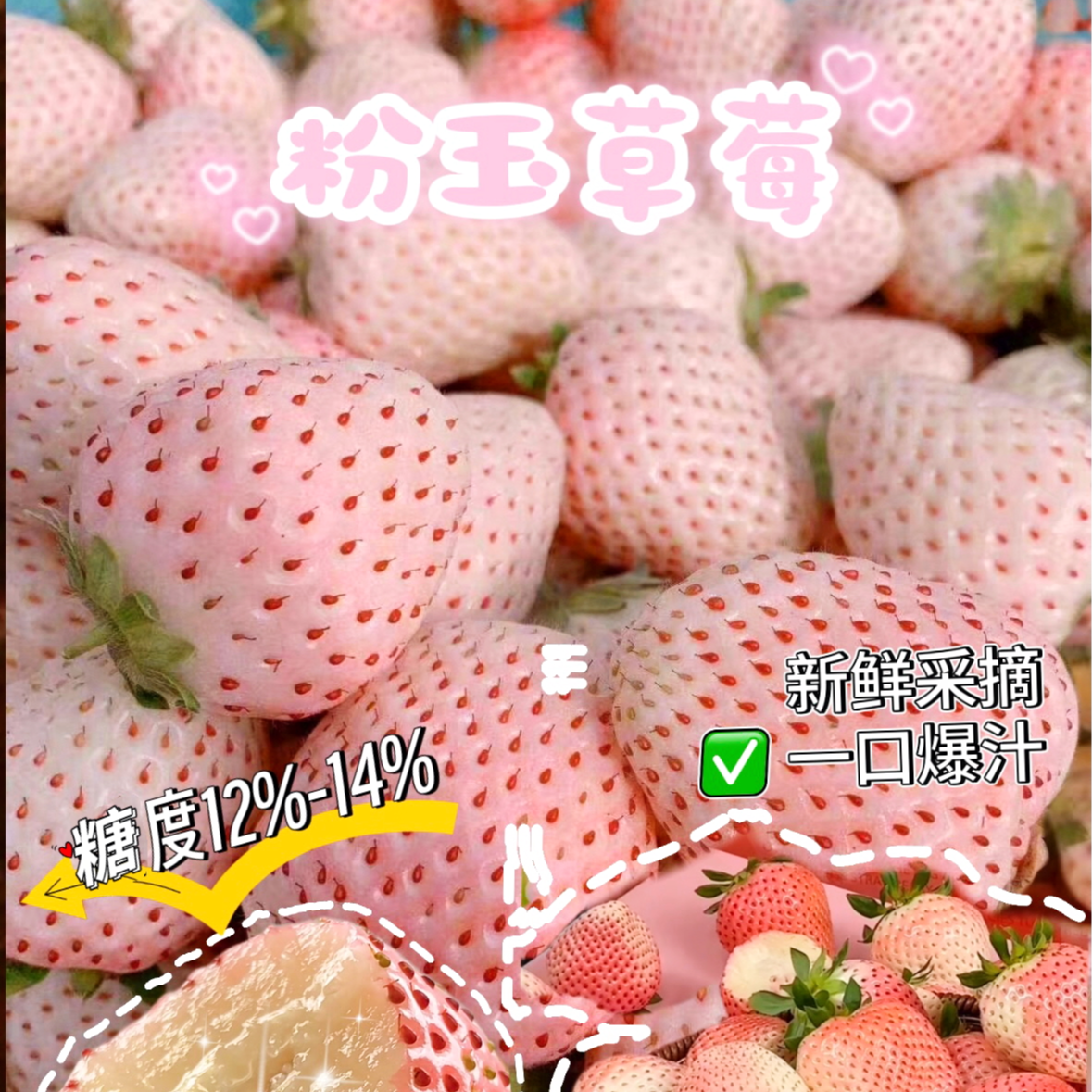 高原粉玉草莓 正宗云南草莓 9分甜