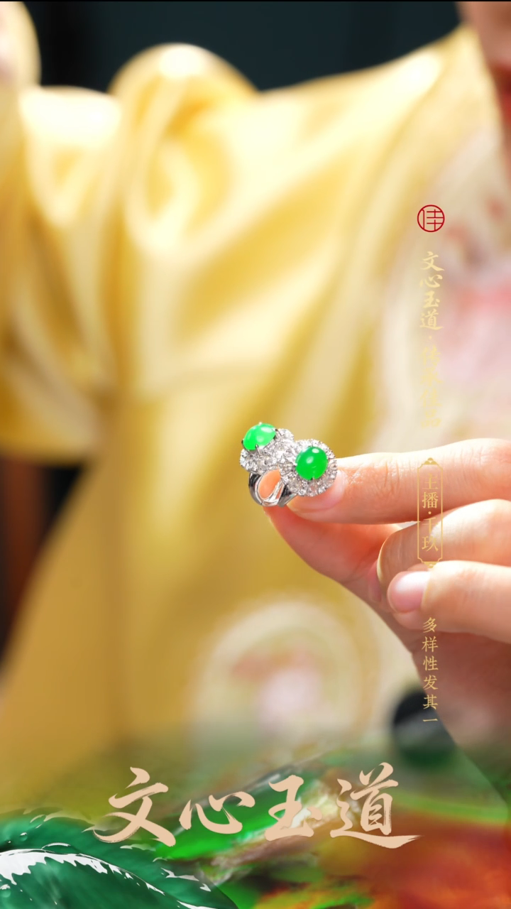 颈饰18K金镶嵌翡翠耳饰