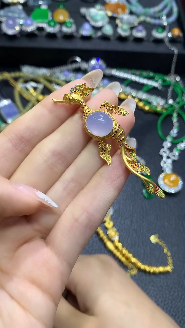 翡翠18K金镶嵌吊坠(不含链)55吊坠不含链