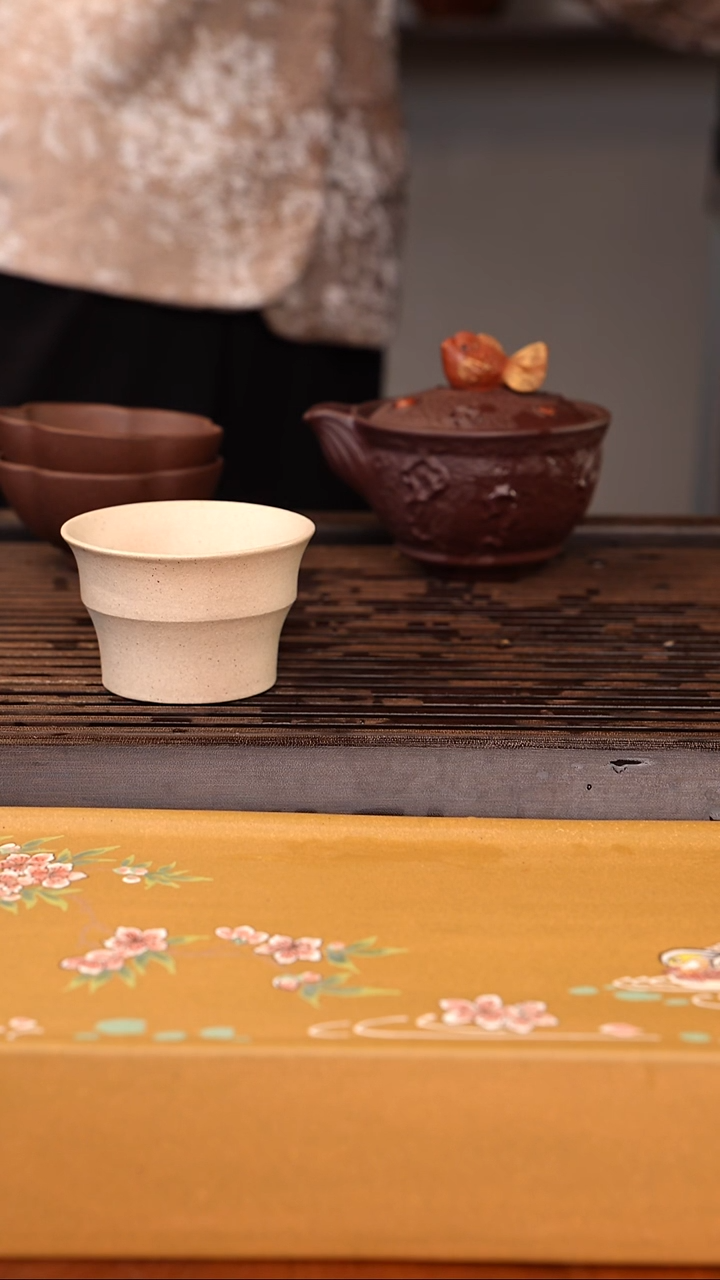 茶壶紫砂白段泥竹节杯