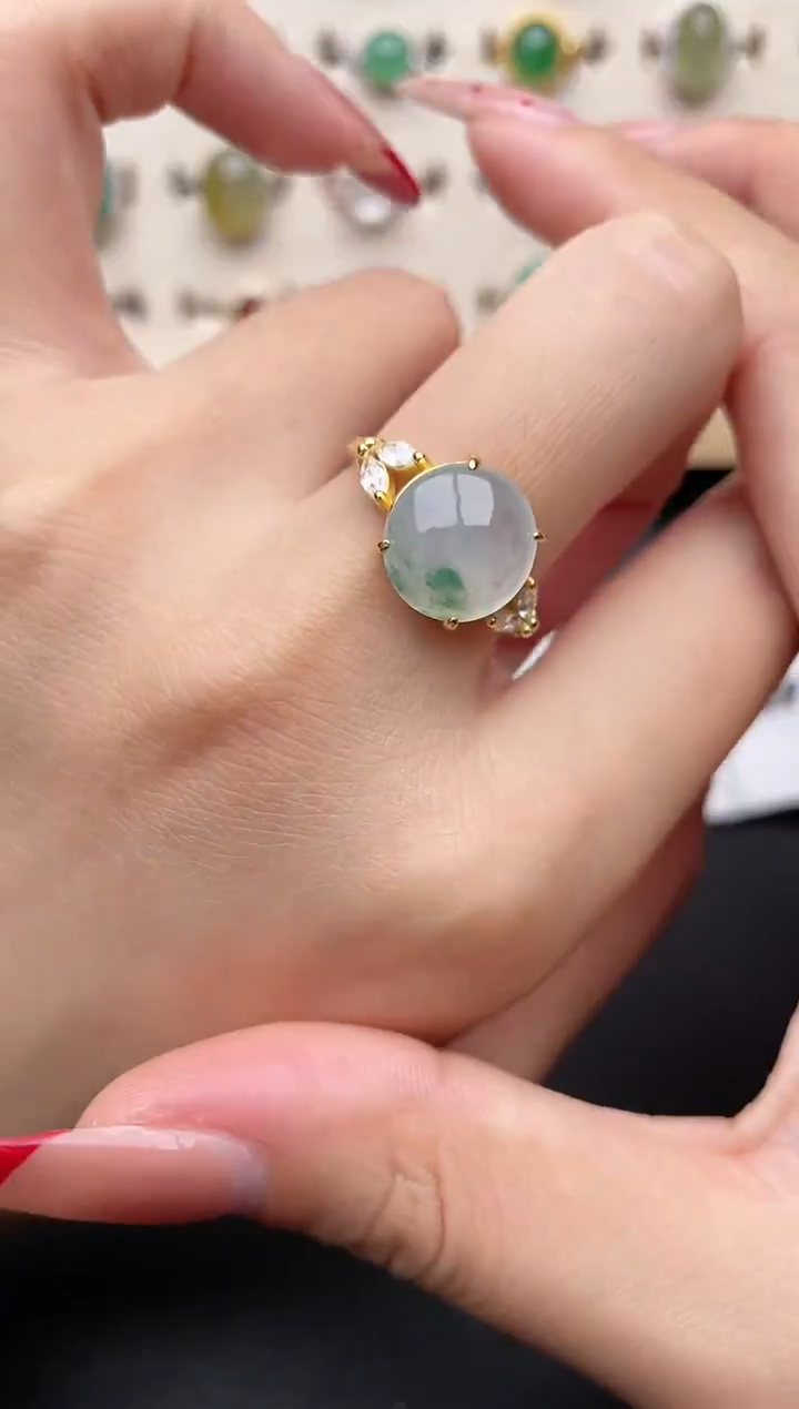 【闪购商品】翡翠戒指银S925镶嵌一物一证一礼盒