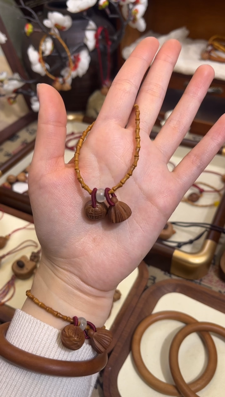 手串桃核【桃缘行】竹节「福气莲莲」桃核辟、挡、驱、护 备注手围