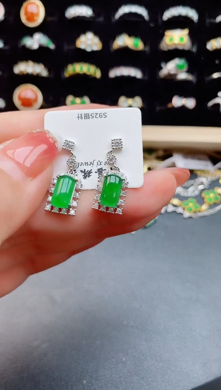 【闪购商品】翡翠耳饰银S925镶嵌5080550