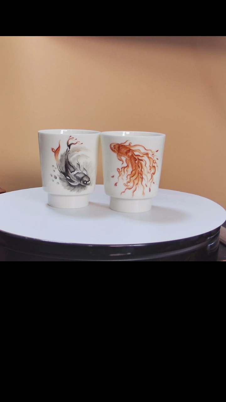 【闪购商品】陶瓷双鱼图案对杯