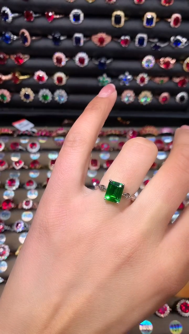 【闪购商品】透辉石戒指银S925镶嵌79白