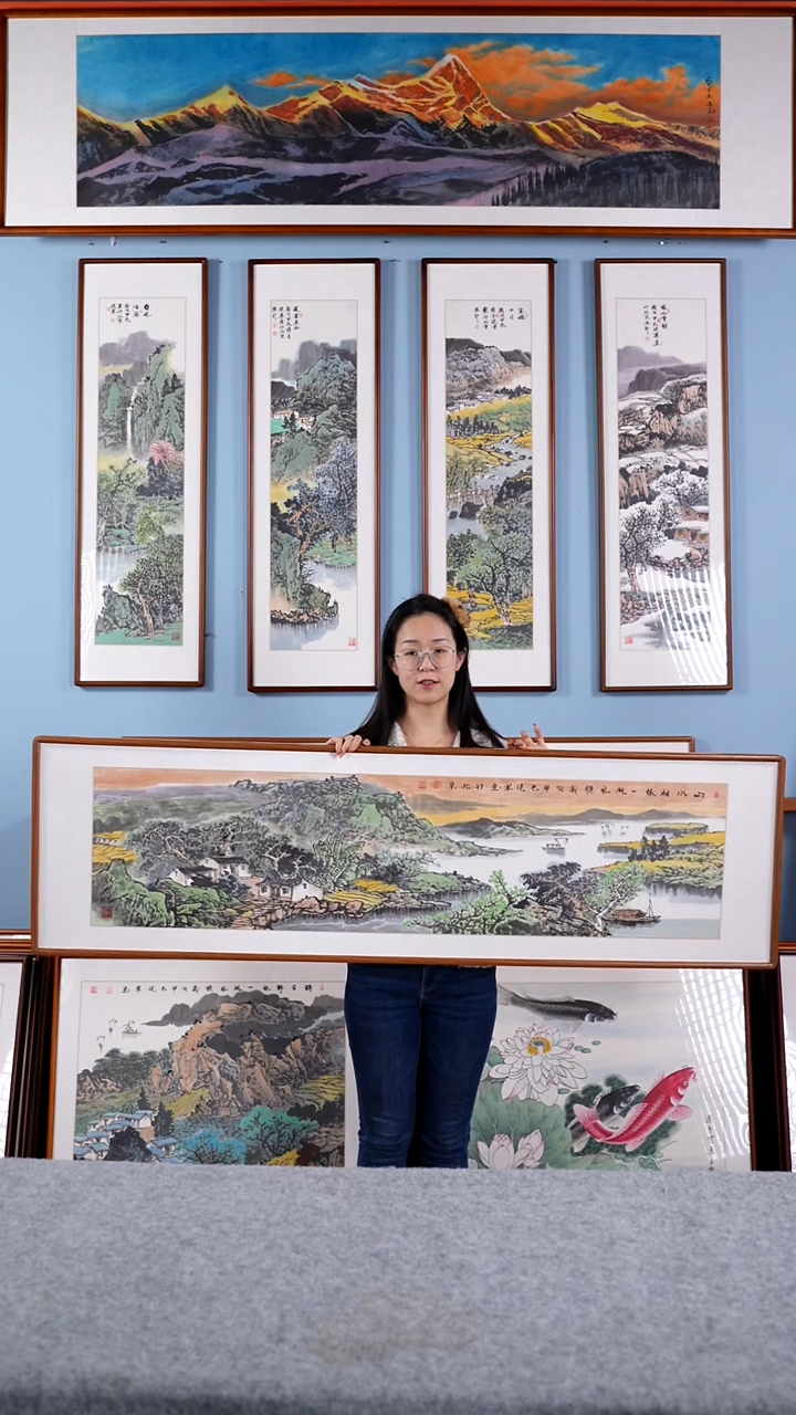 【闪购商品】国画张现军《山水相依一帆风顺》162*47