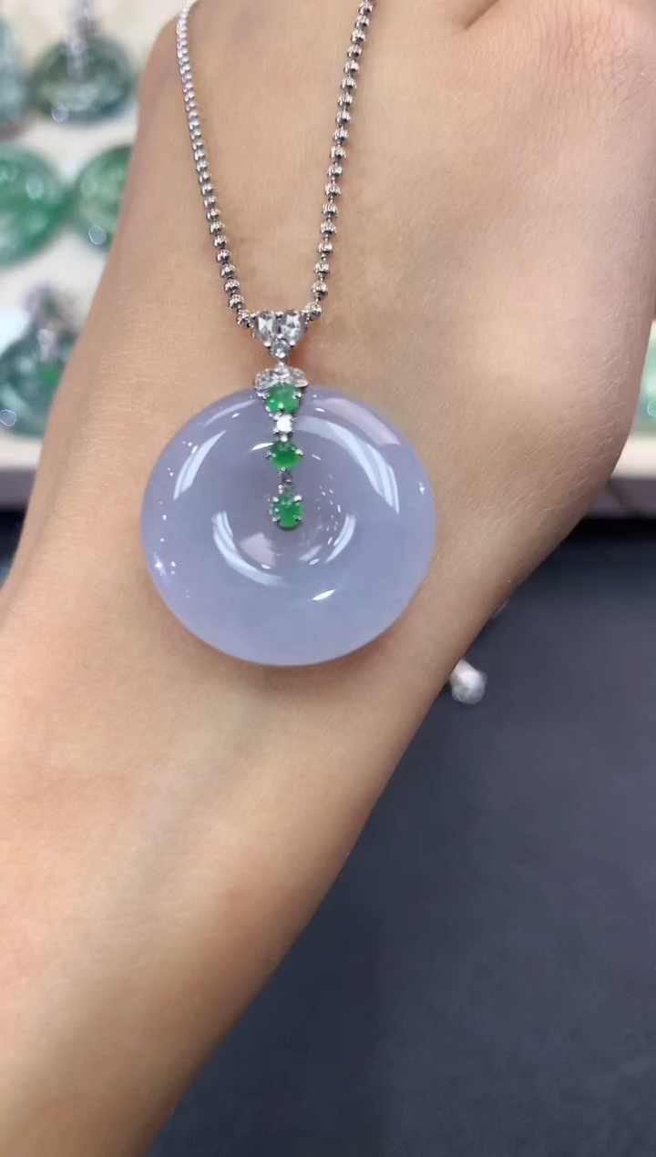 【闪购商品】翡翠吊坠(不含链)18K金镶嵌a19  紫货有色差