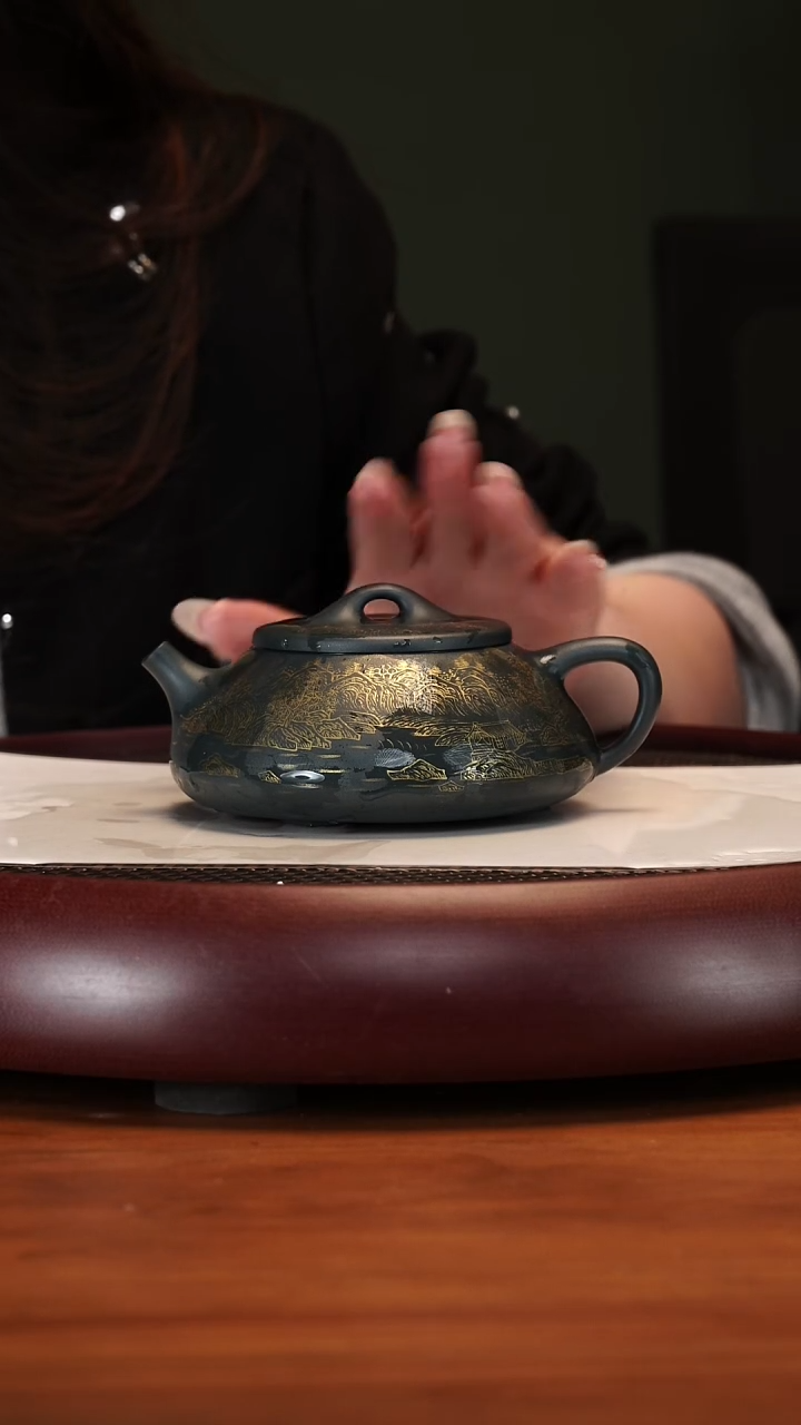 【闪购商品】紫砂茶壶2142YJB珐琅石瓢景舟绿泥