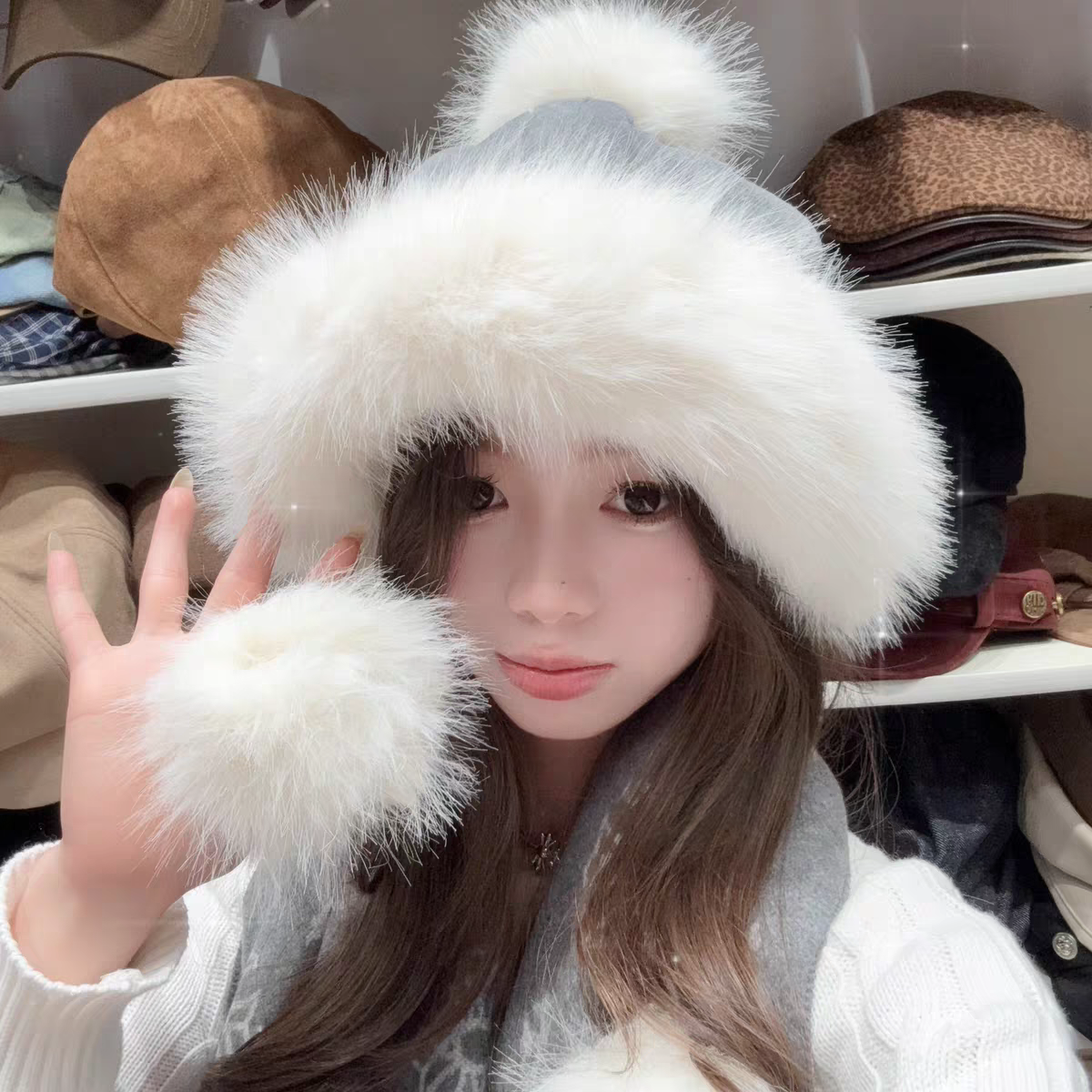 加厚加绒雷锋帽冬季保暖可爱毛绒护耳帽