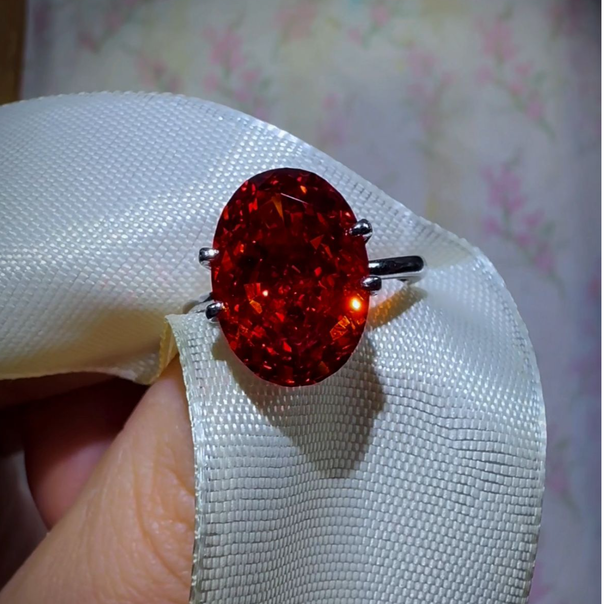 925银锆石戒指 SHISU2026大吉大利中国红冰花切戒指送女朋友礼物