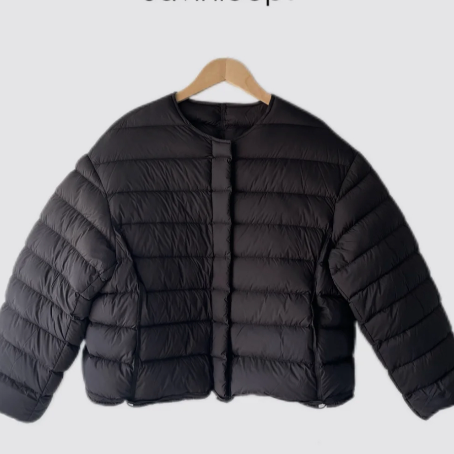 休闲冬装轻便秋冬圆领短款一等品纯色落肩袖