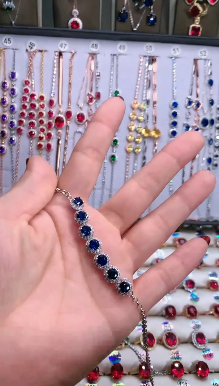 【闪购商品】蓝宝石手链银S925镶嵌1