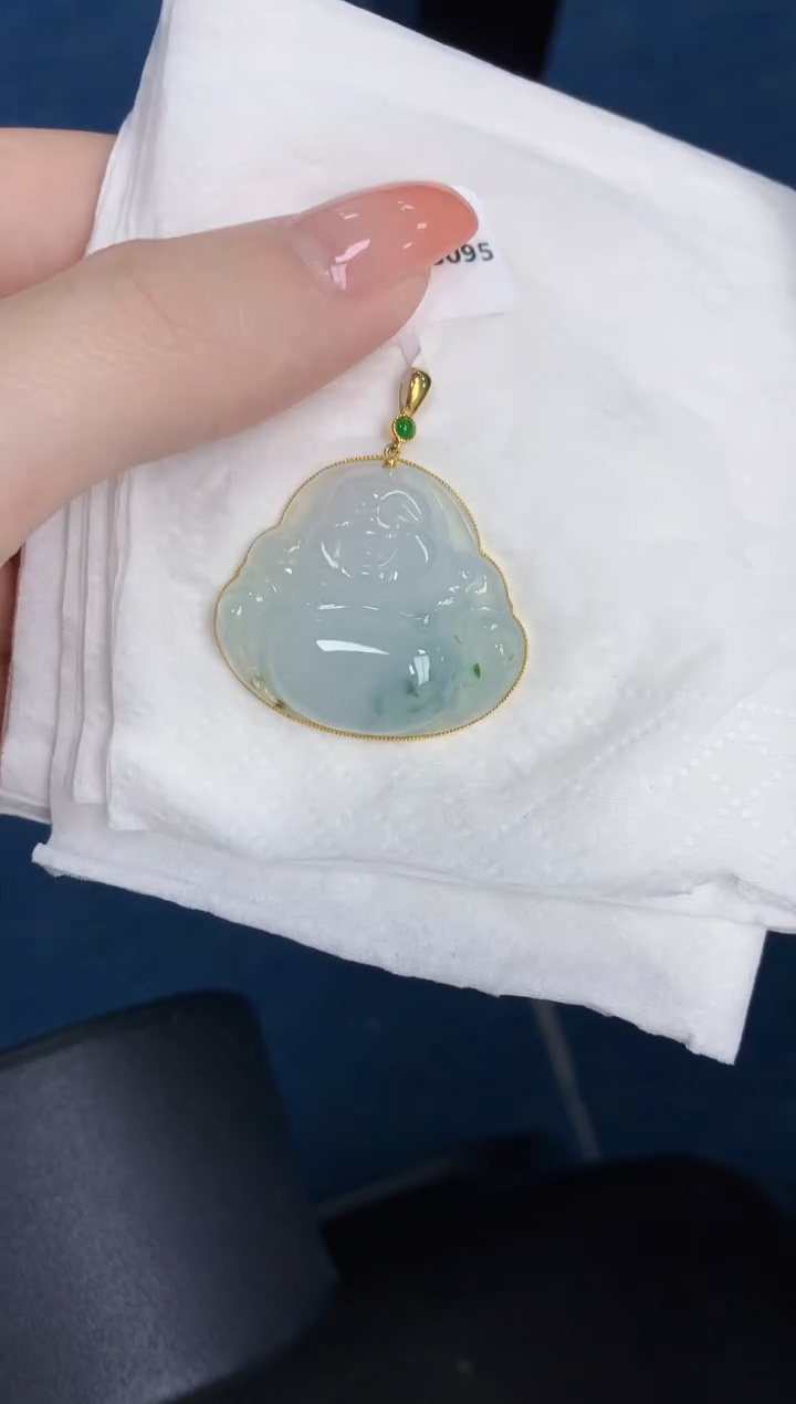 【闪购商品】翡翠颈饰18K金镶嵌天然缅甸翡翠A货