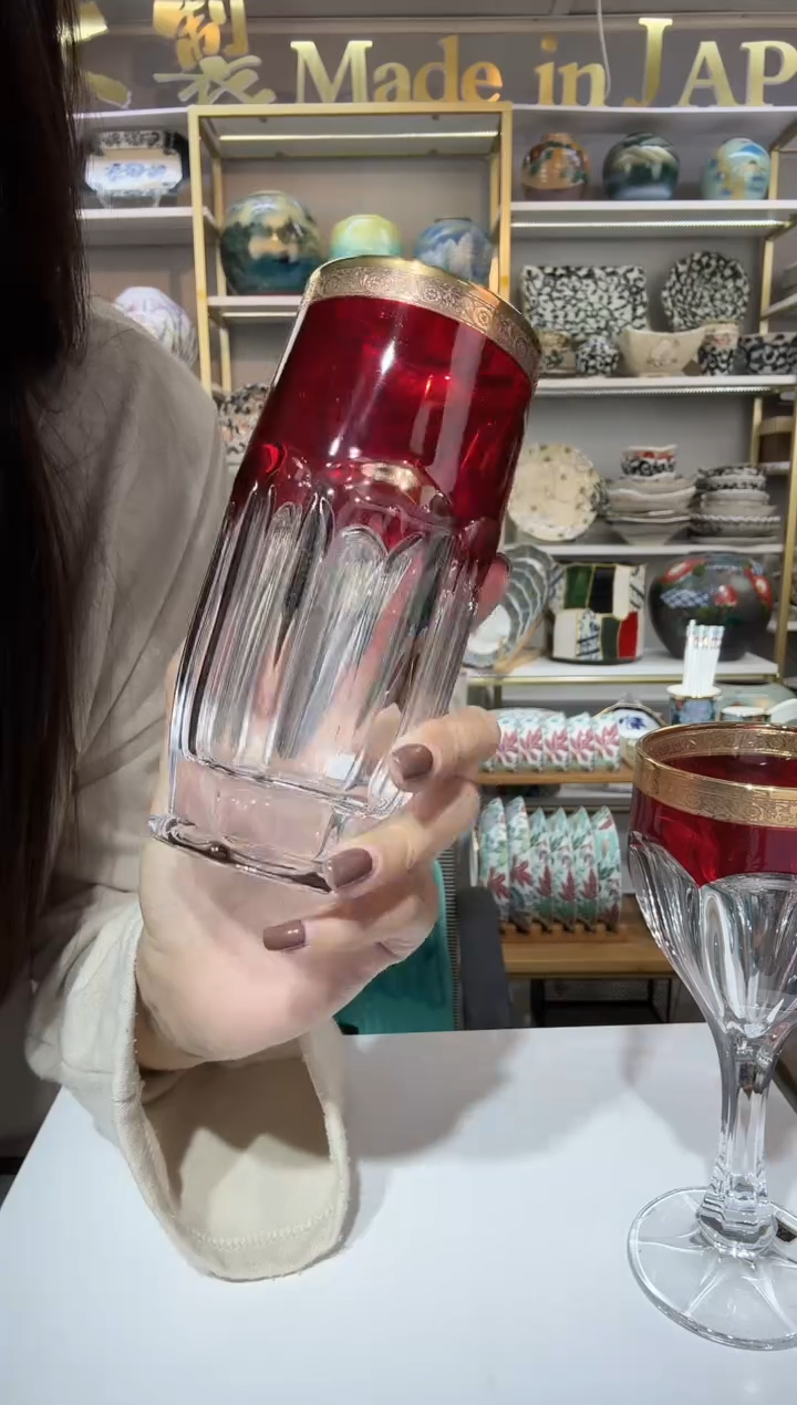 陶瓷描红加金直身高杯300ml一只