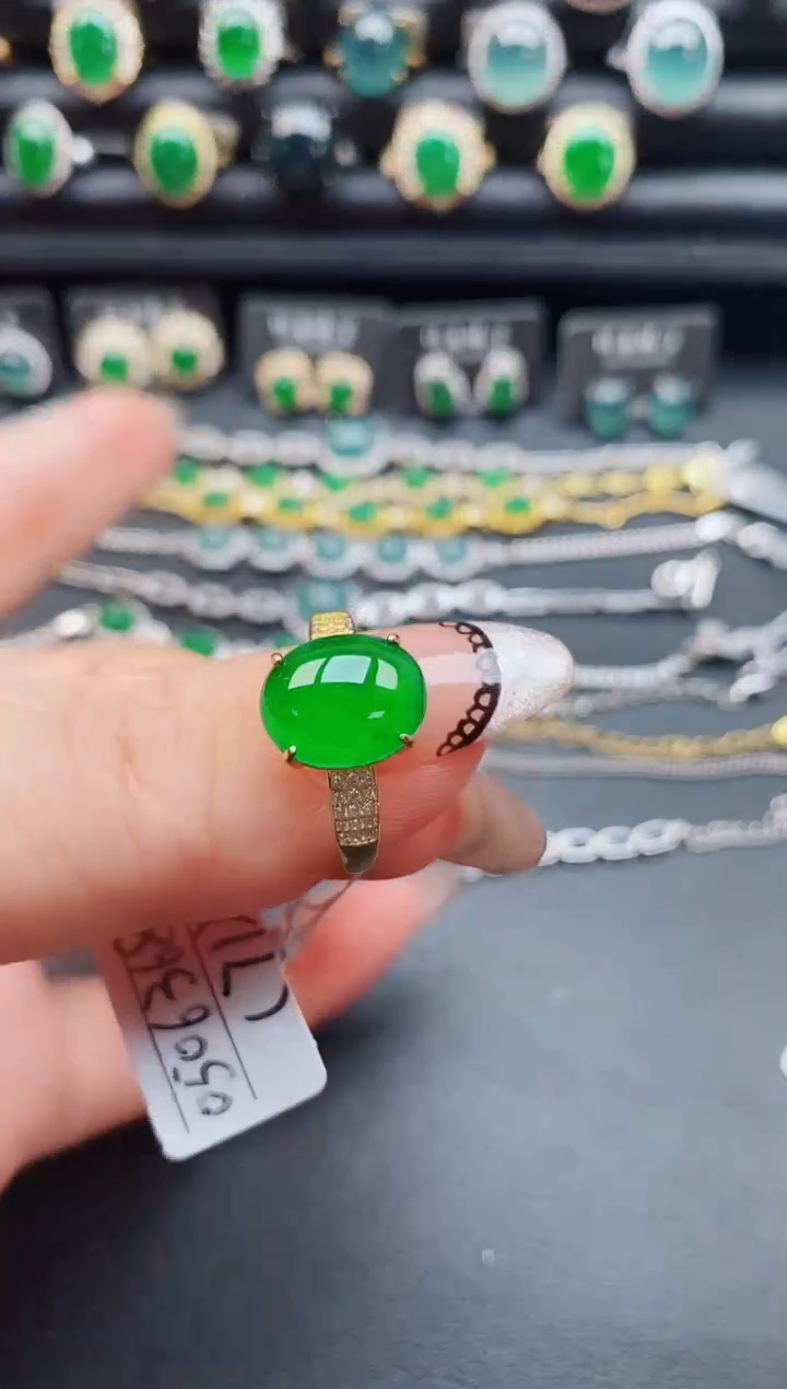 翡翠戒指银S925镶嵌080505