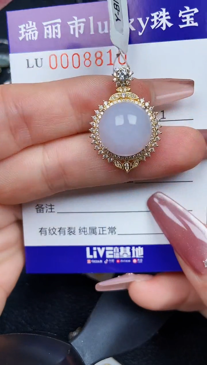 翡翠银S925镶嵌颈饰8810