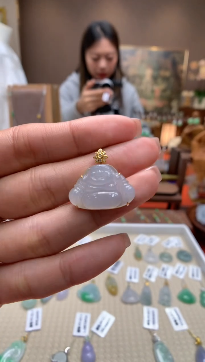 【闪购商品】翡翠颈饰18K金镶嵌佛公