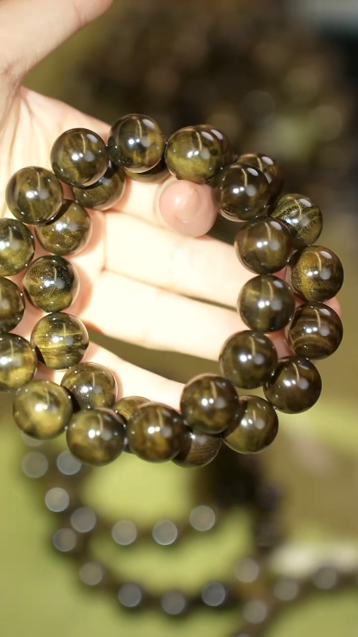 金丝楠无事牌15单圈金丝楠木阴沉绿细水波  A1599