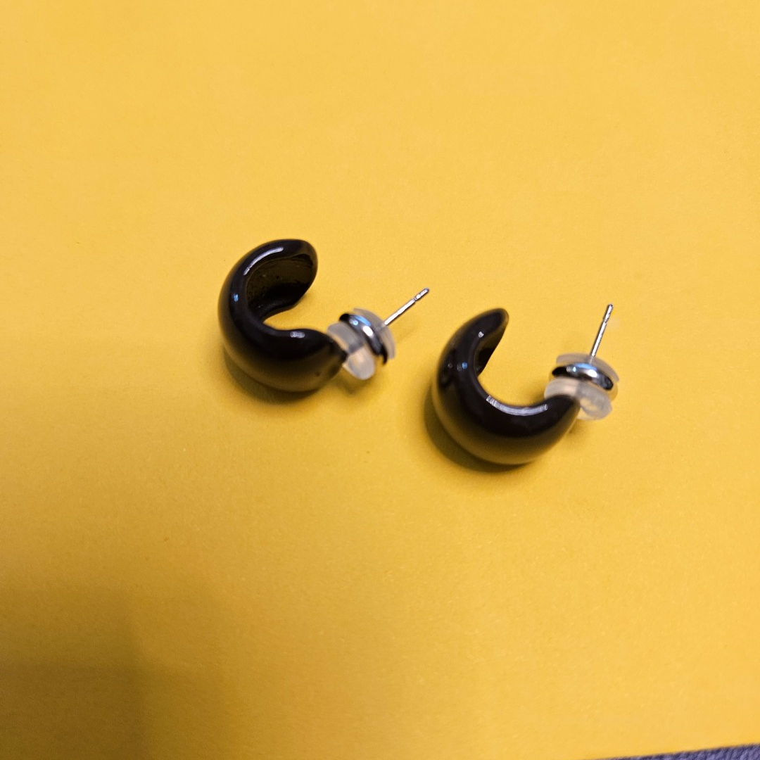 铜合金耳饰 【设计款轻奢饰品】131黑色时尚简约耳钉百搭