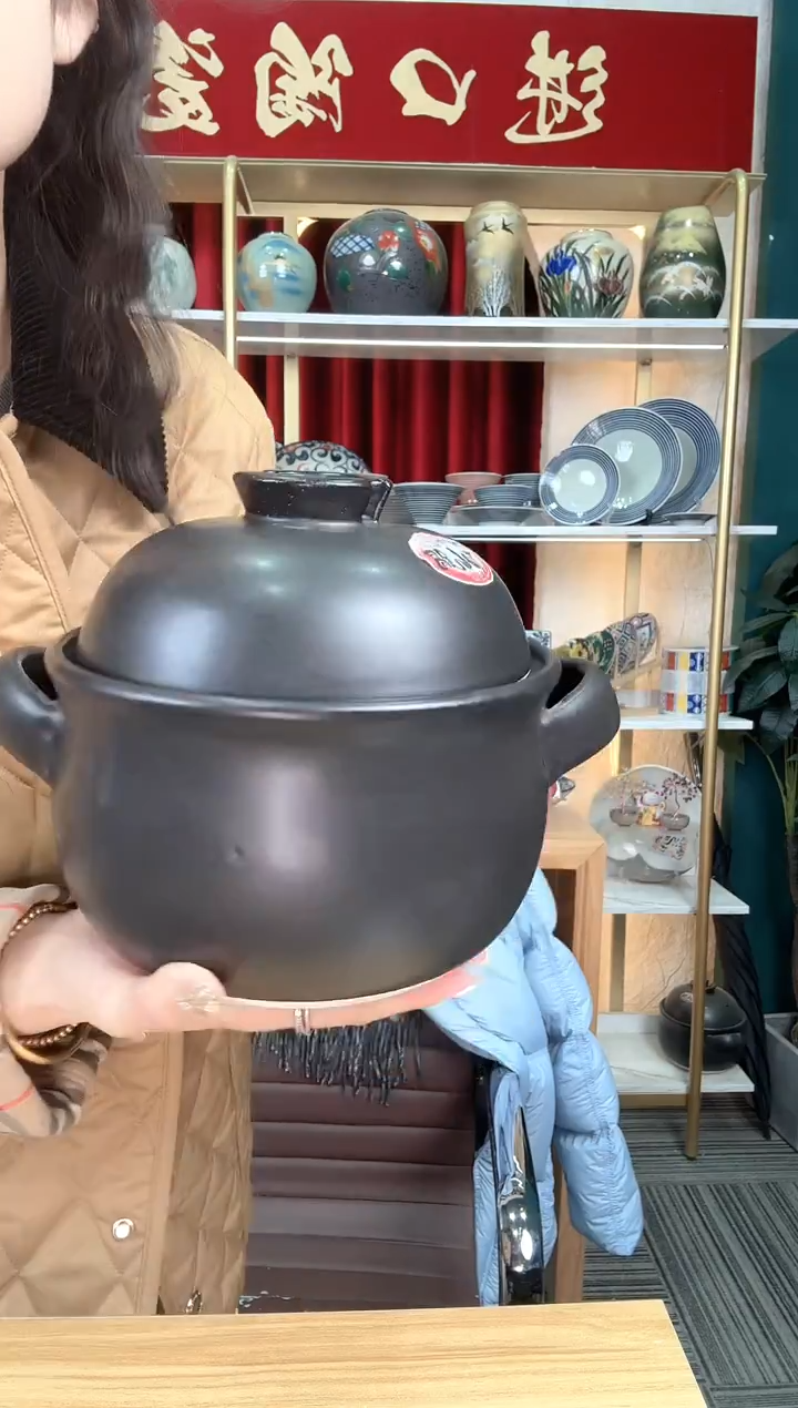 陶瓷万古烧达摩砂锅3合1.8L