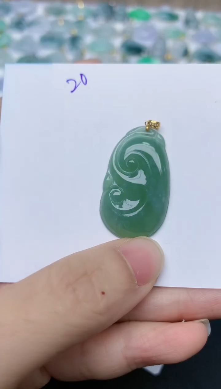 【闪购商品】翡翠颈饰18K金镶嵌天然翡翠A货    20