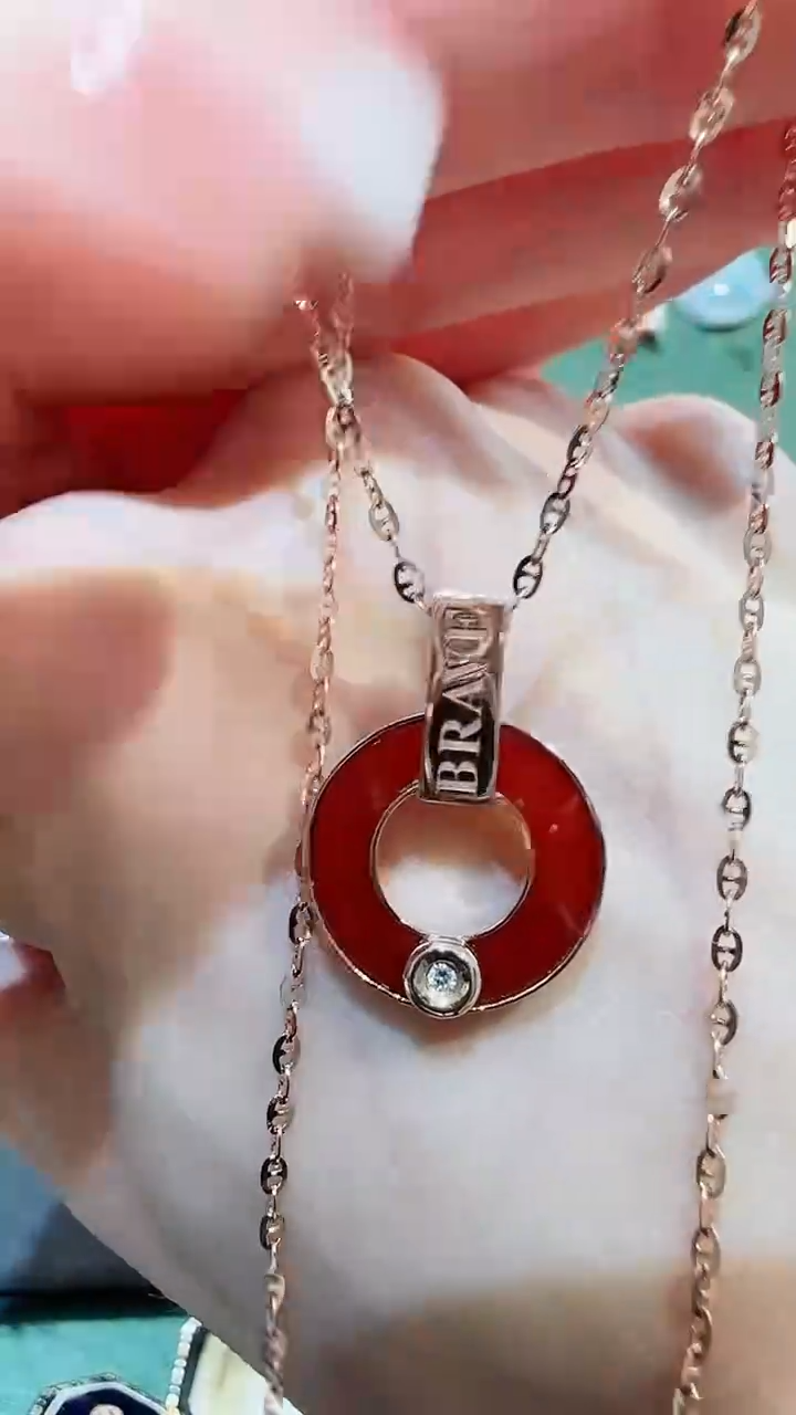 【闪购商品】玛瑙/玉髓吊坠(不含链)18K金镶嵌18K金钻石铜钱吊坠