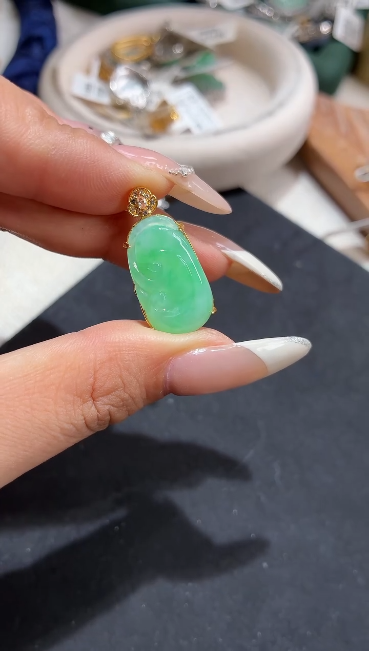 吊坠(不含链)银S925镶嵌翡翠【挽石珠宝】如意