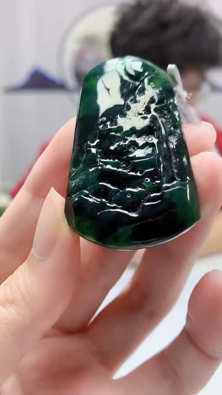 【闪购商品】定制翡翠未镶嵌4688zm-毛货挂件78山水