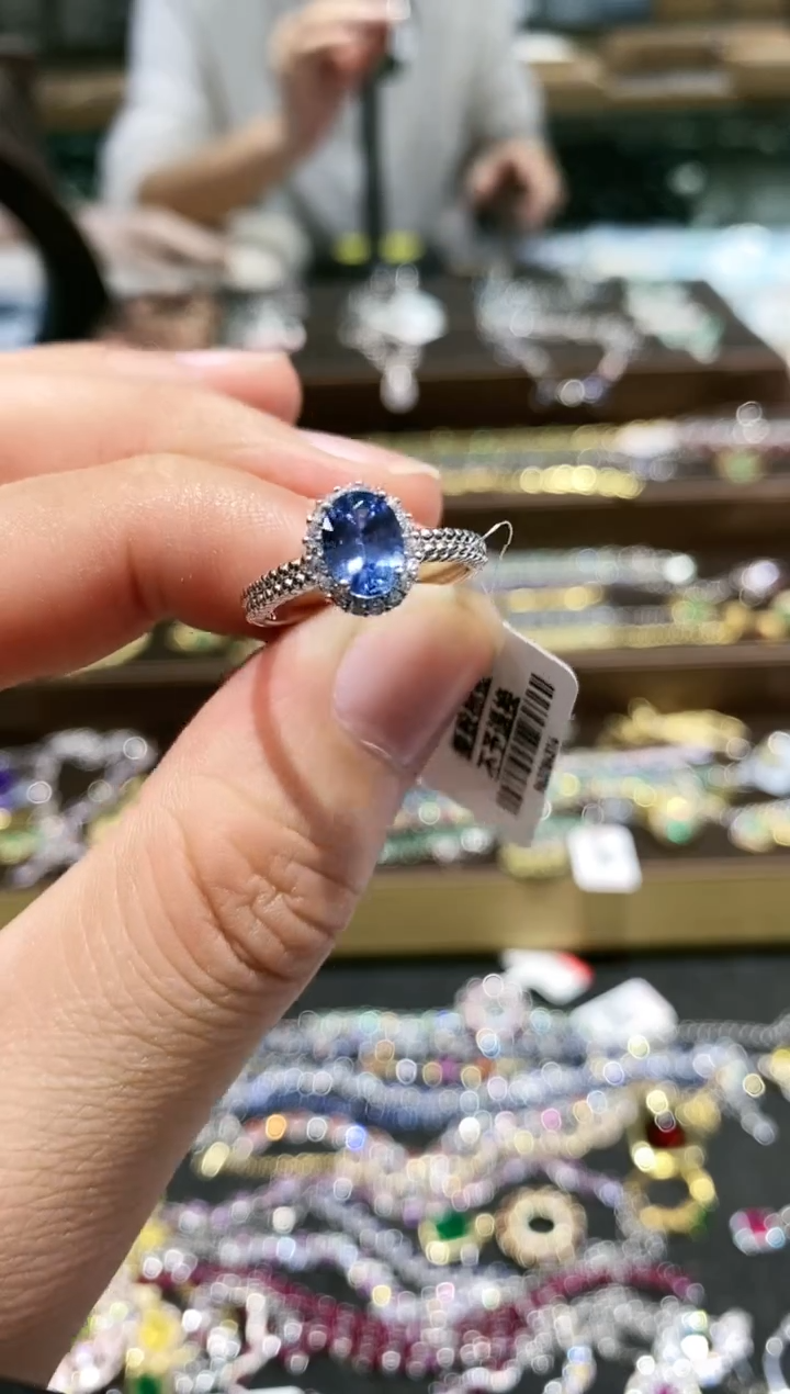 【闪购商品】蓝宝石戒指银S925镀金镶嵌戒指