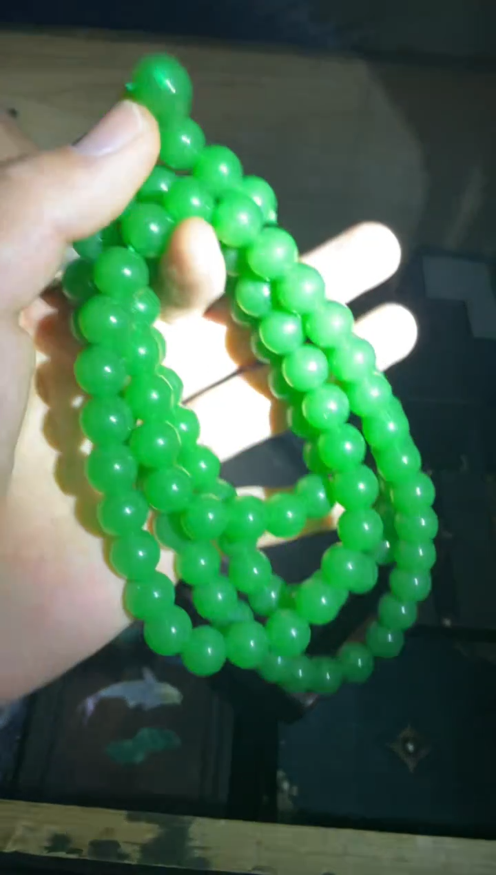 和田玉未镶嵌颈饰拍好了108颗项链1件卡1.2