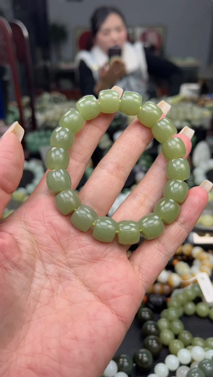 【闪购商品】和田玉手串未镶嵌新疆若羌青黄口卡12